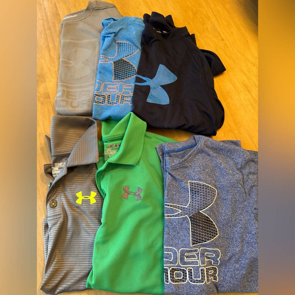 Lot of 6 boys medium UA Under Armour t-shirts.